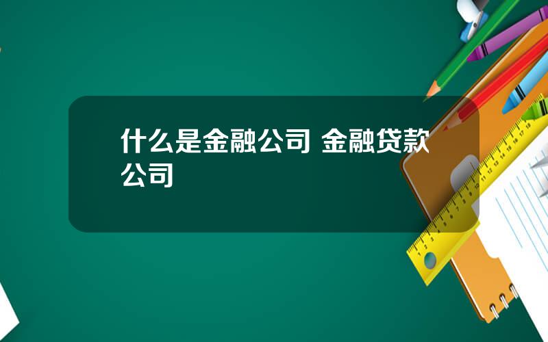 什么是金融公司 金融贷款公司